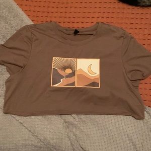 Shein western mountain print crop top